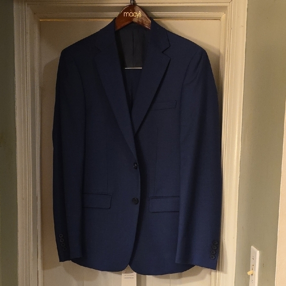 Calvin Klein Malbin Blue Wool Stretch Suit - Picture 2 of 8